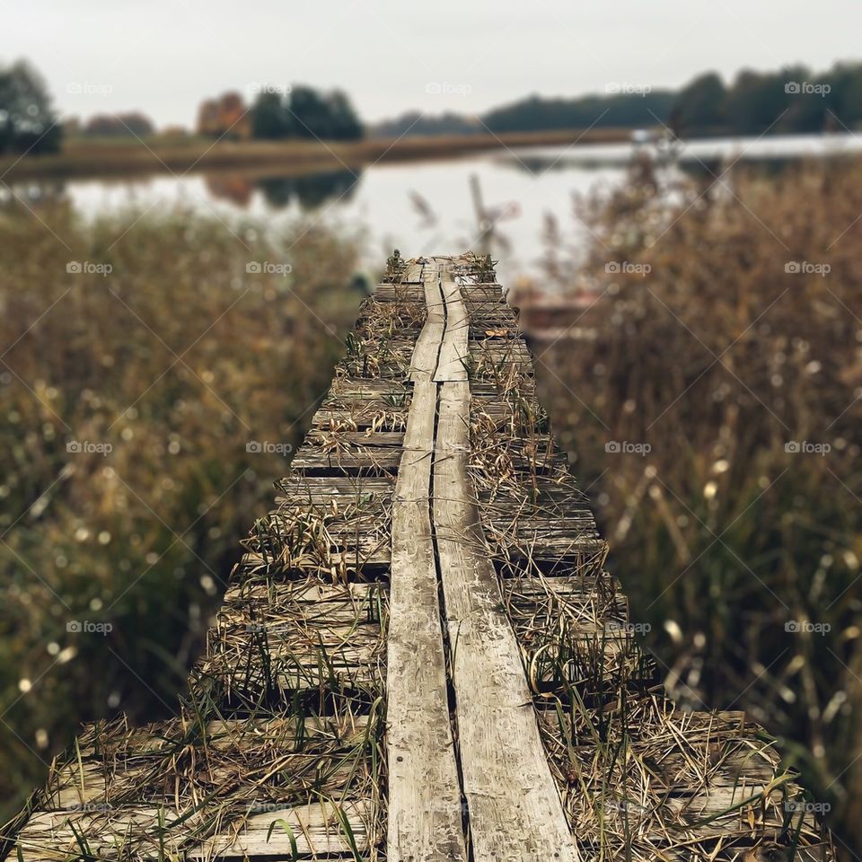 View of pier at lake