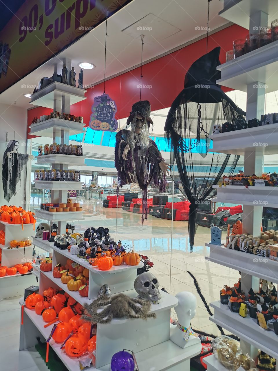 Start of Halloween decorations.