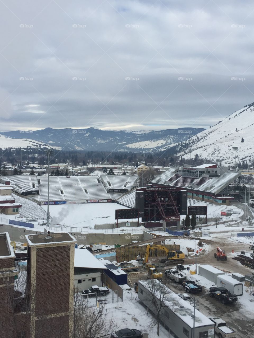 University of Montana football stadium in Winter 