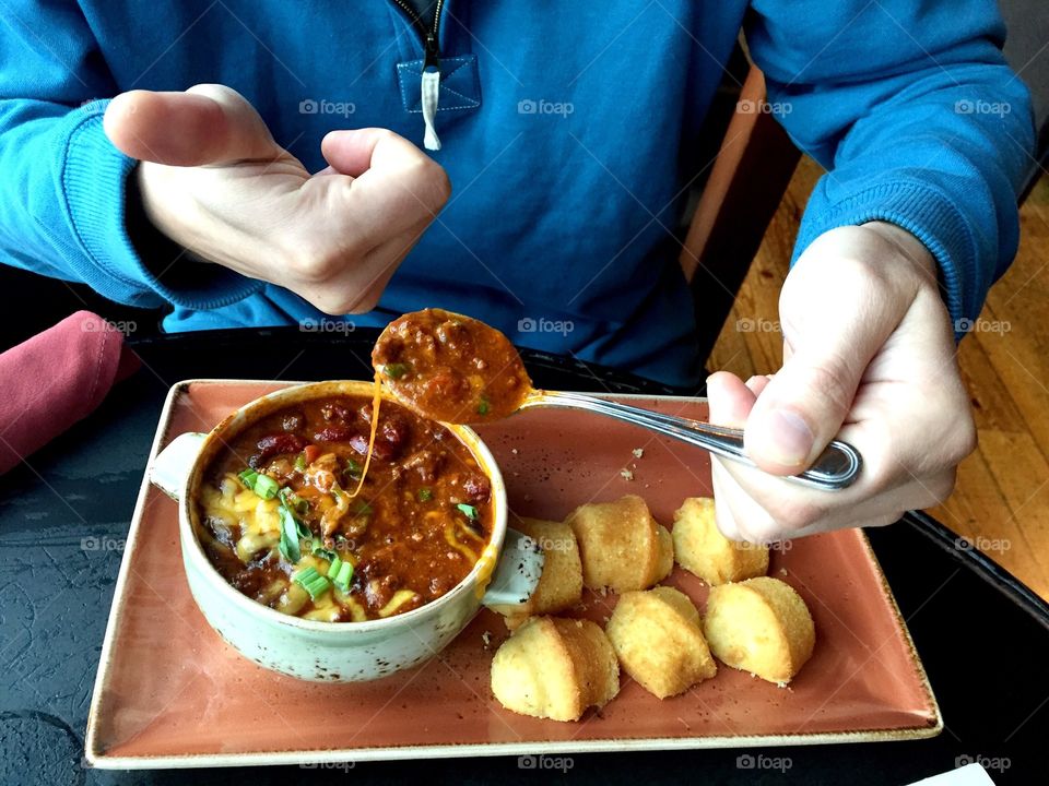 Turkey chili meets beautiful corn bread on a chilly day at Skamania Lodge in Oregon