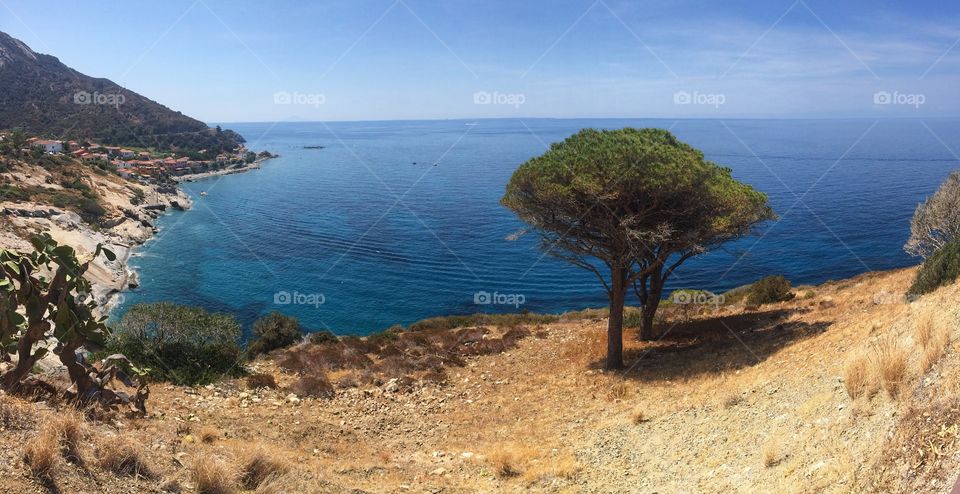 Panorama on Mediterranean sea from Elba Island