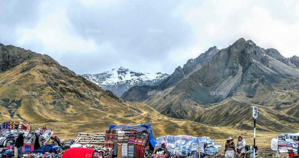 The landscape of  this mountain peak and high mountains in Peru, is a famous place and a great beauty.