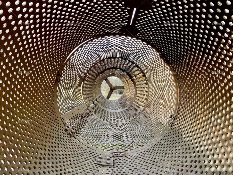 A metal sieve that sorted crushed rock at a quarry