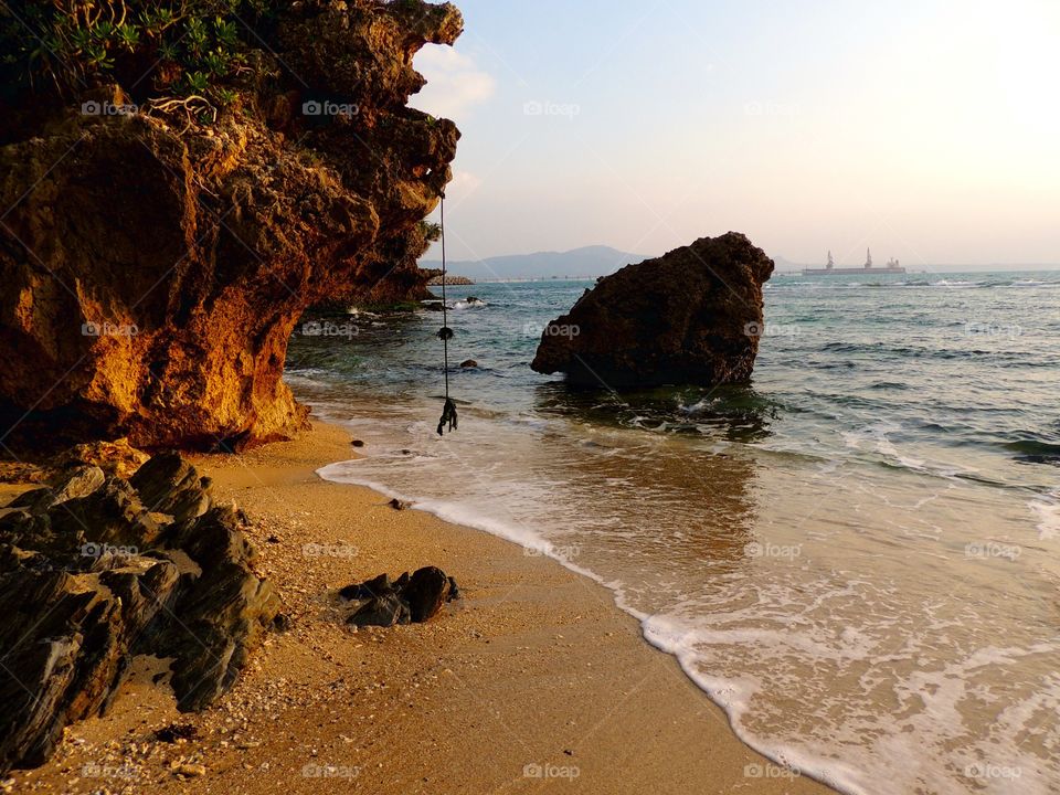 Rock formation in sea