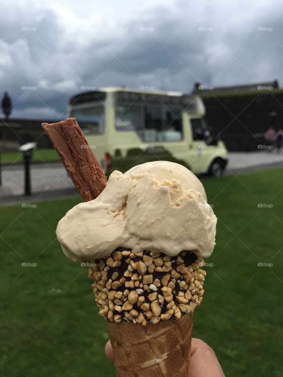 Scottish Cream. An odd little ice cream van outside Sterling Castle in Scotland. The best Scottish Ice Cream.
