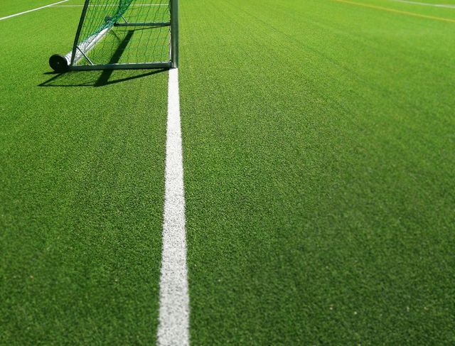 Painted lines on soccer field