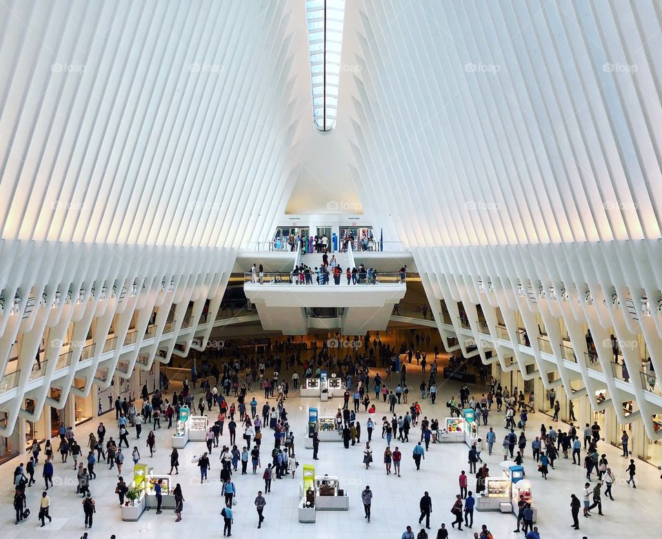 The Oculus World Trade Center Transport and Shopping Hub in Lower Manhattan, New York City