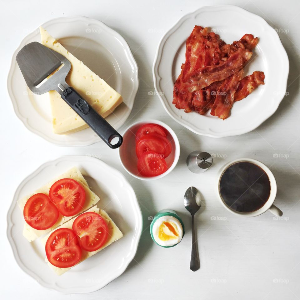 High angle view of breakfast