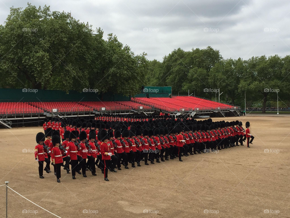 The Guards Training for the Ceremony before The Day of the Ceremony