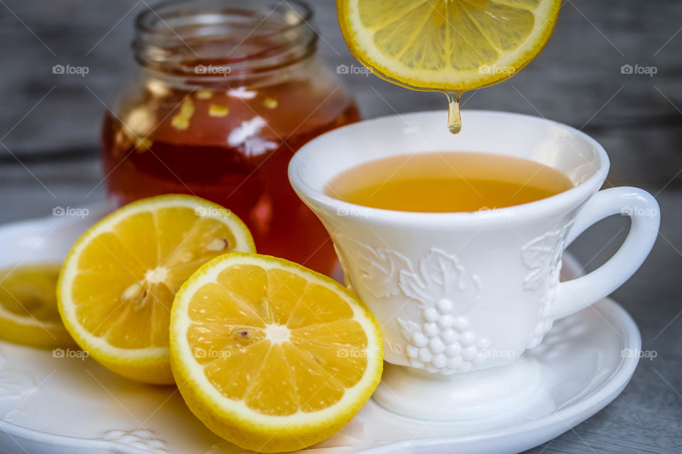 Tea with honey and lemon