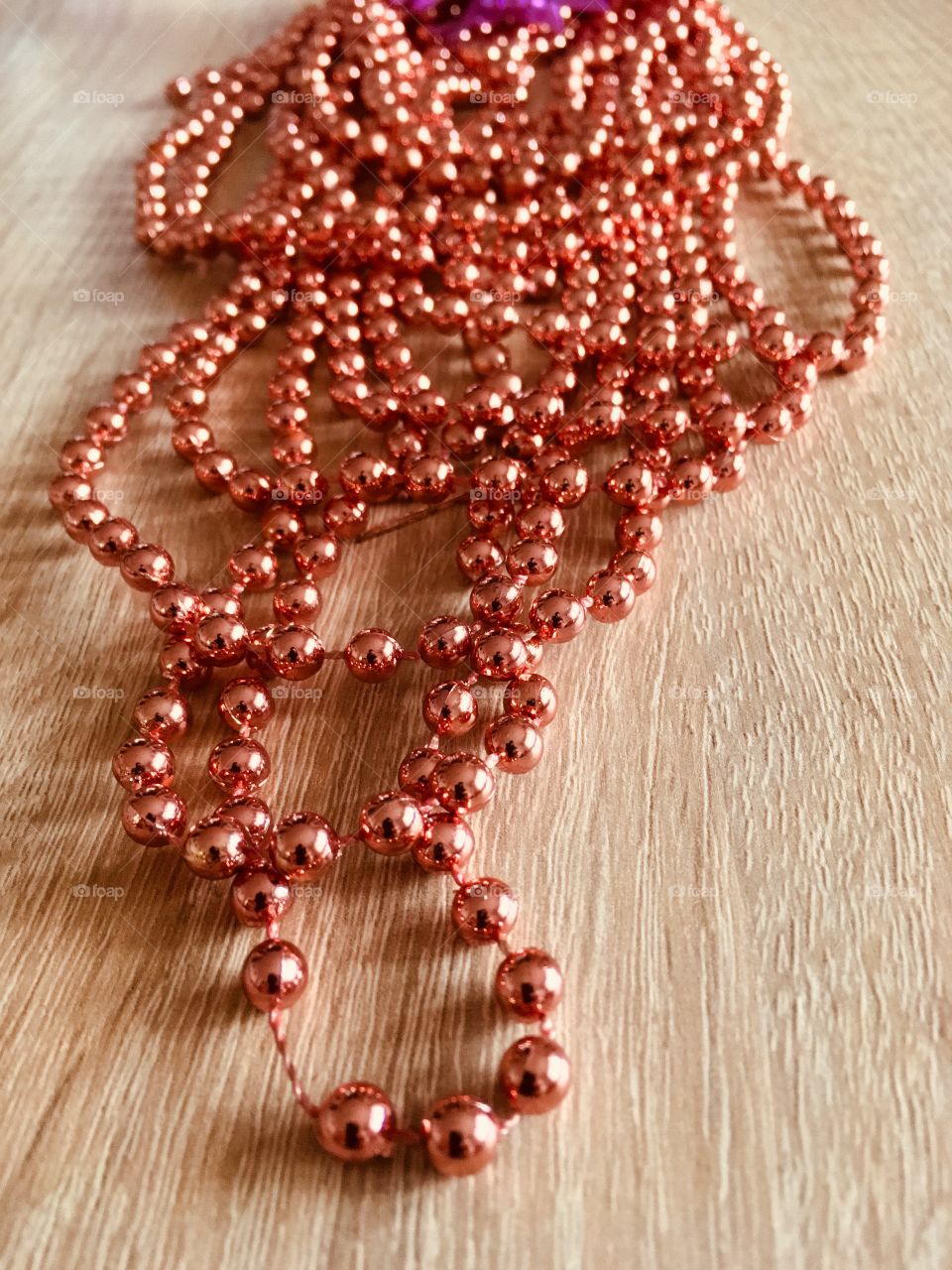 Beads on wood table