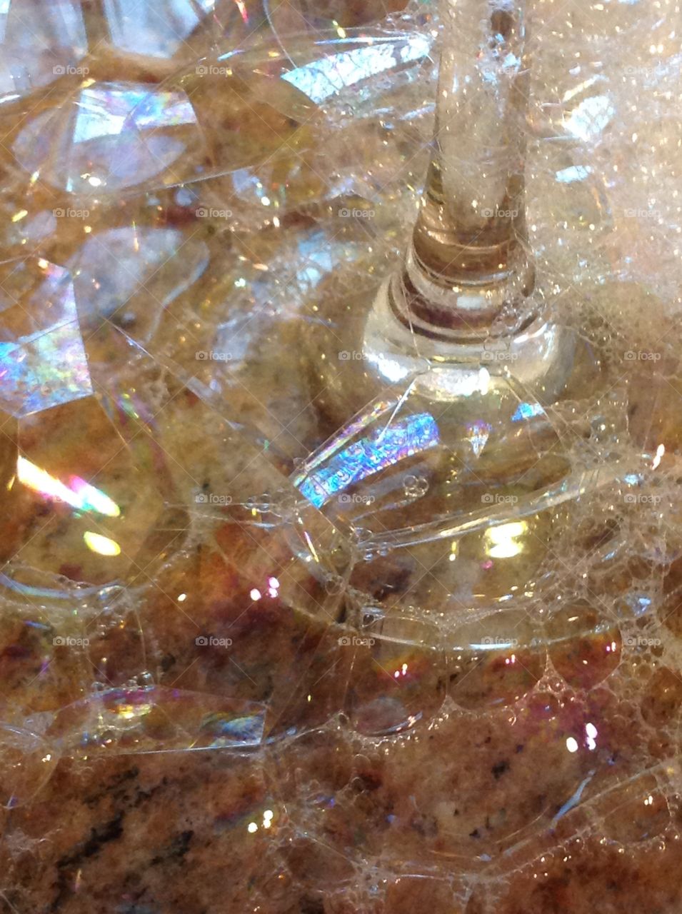 Bubbles outside of a glass.