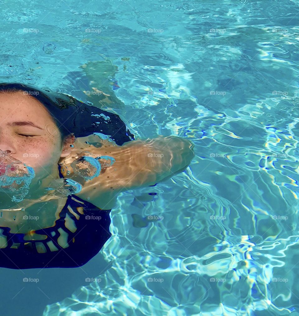 Swimming in the refreshing pool