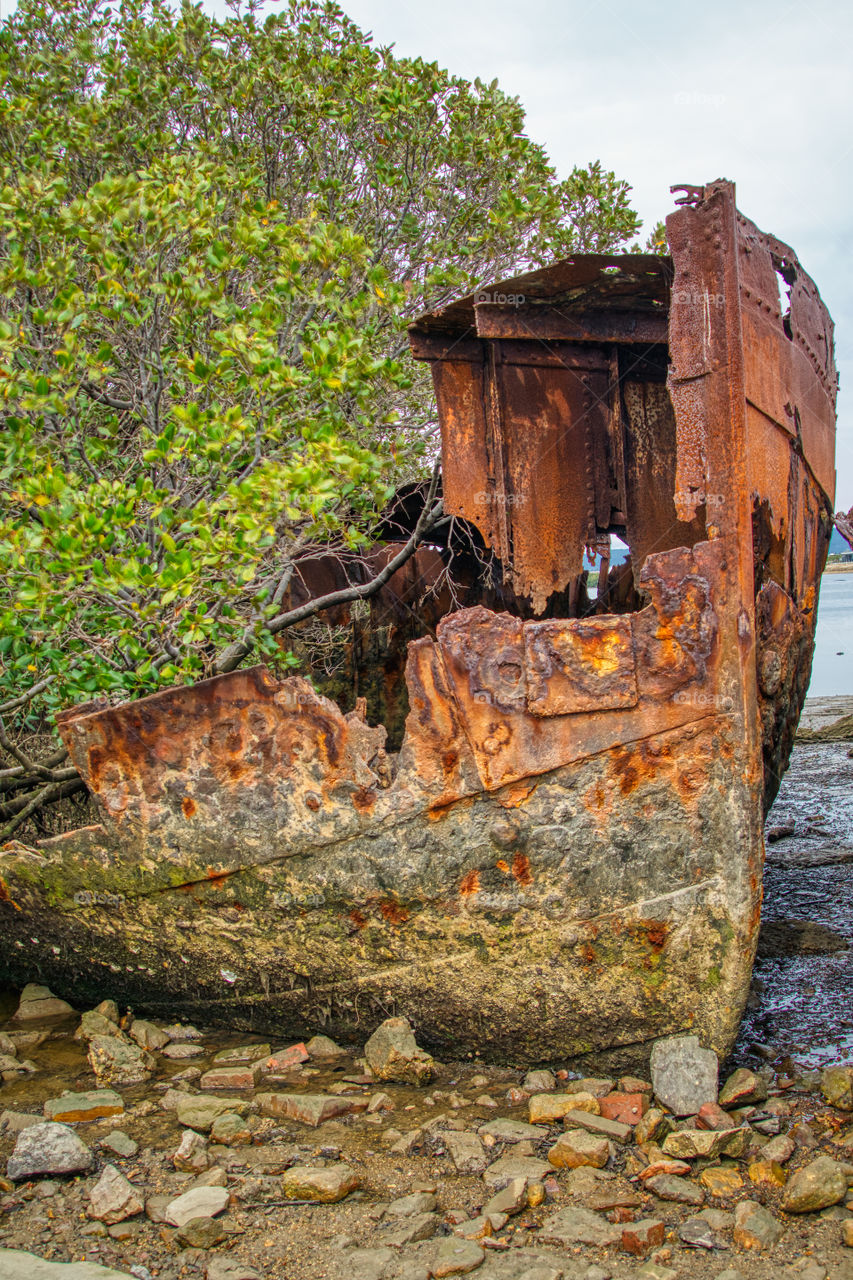 Rusting shipwreck of Garden Island