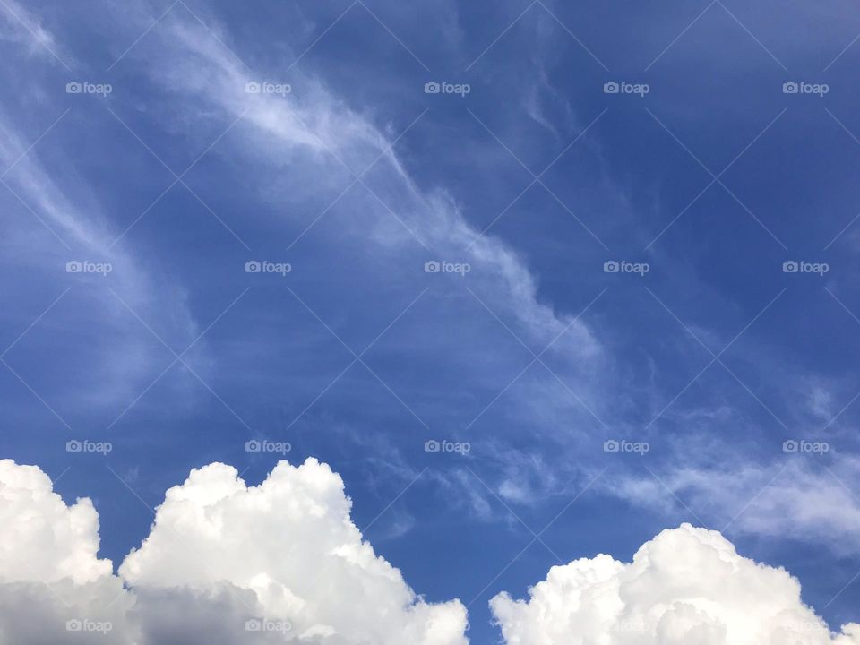 Blue, blue sky, and white clouds