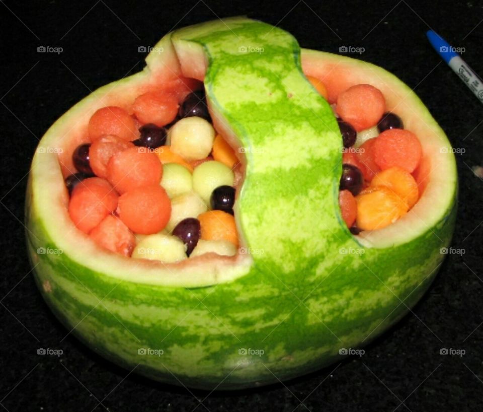 make watermelon and basket fruits salad.Philippine