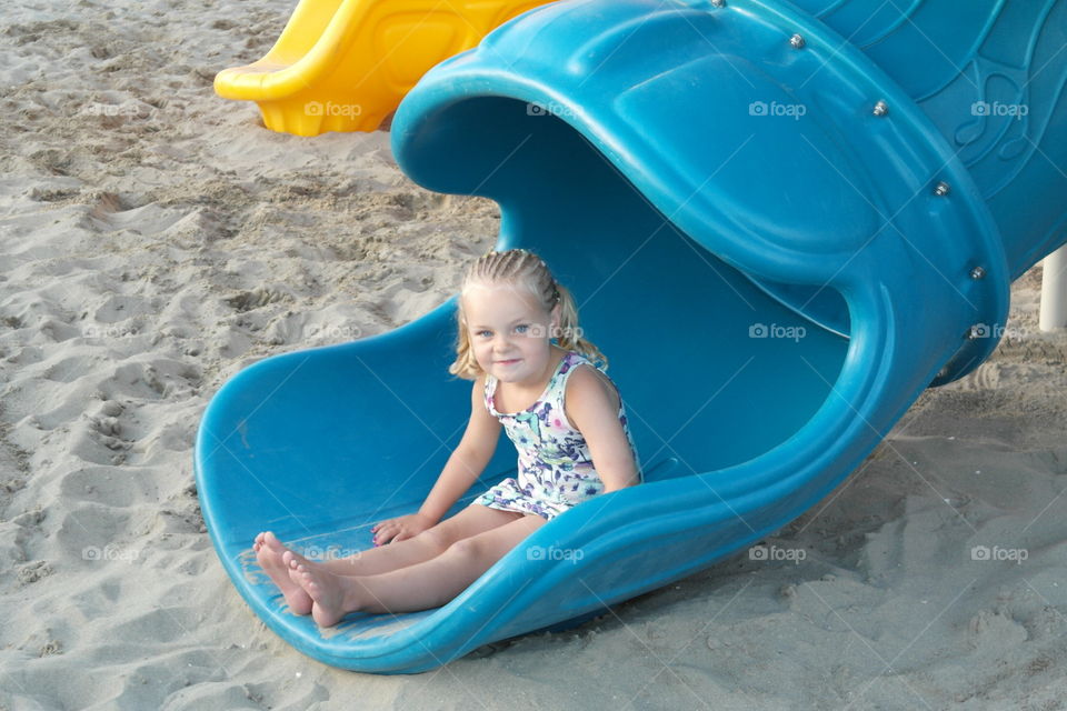 Playground on Beach . Playground make kids happy 