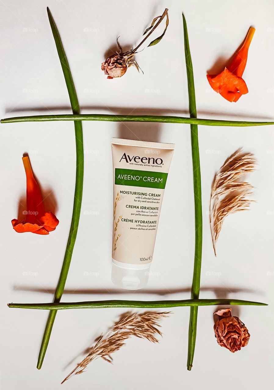 cream Aveeno, the best cosmetic product. skin care concept