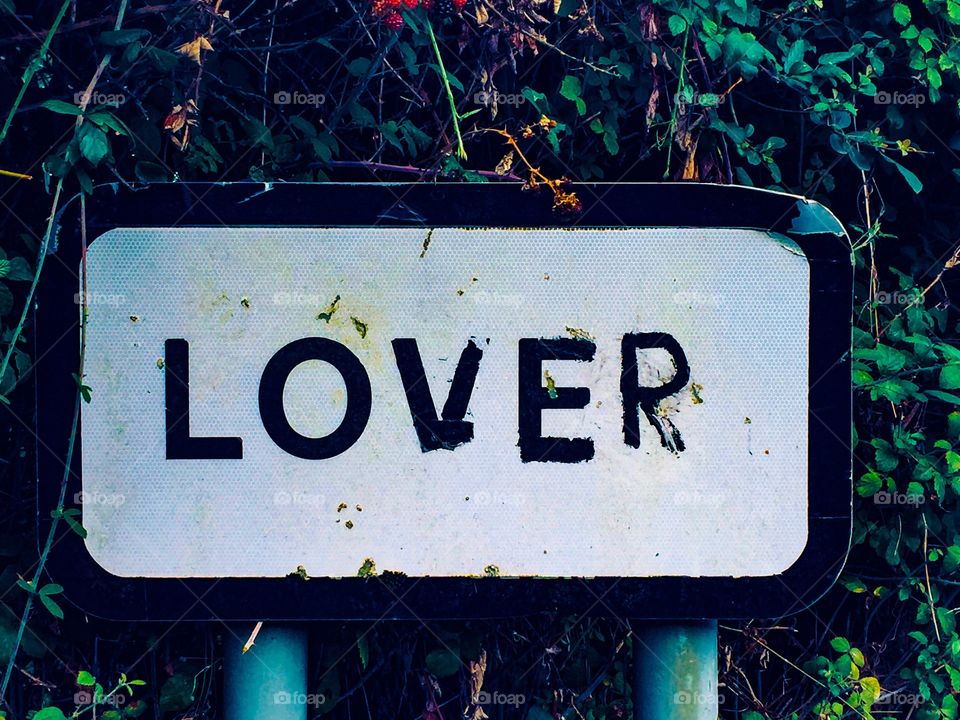 Village sign in Lover