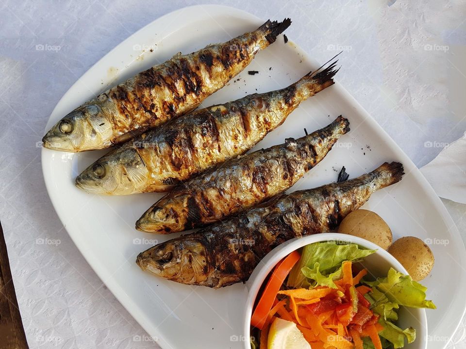Delicious sea food grilled fish meals