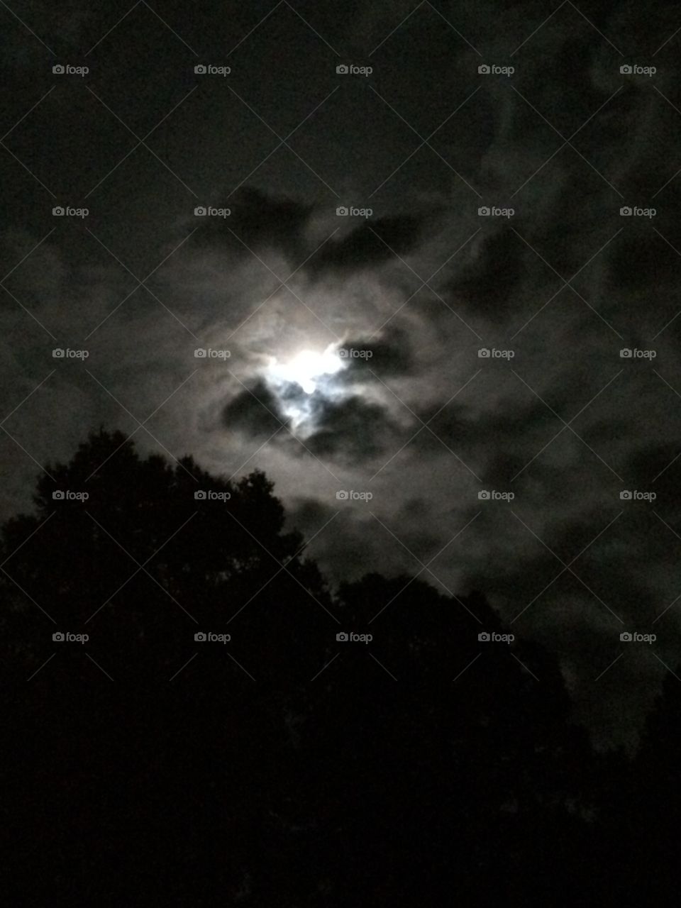 Moon behind clouds