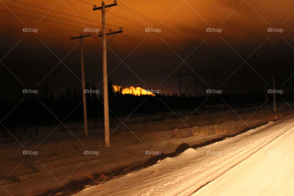 fire of steam in the fog of winter