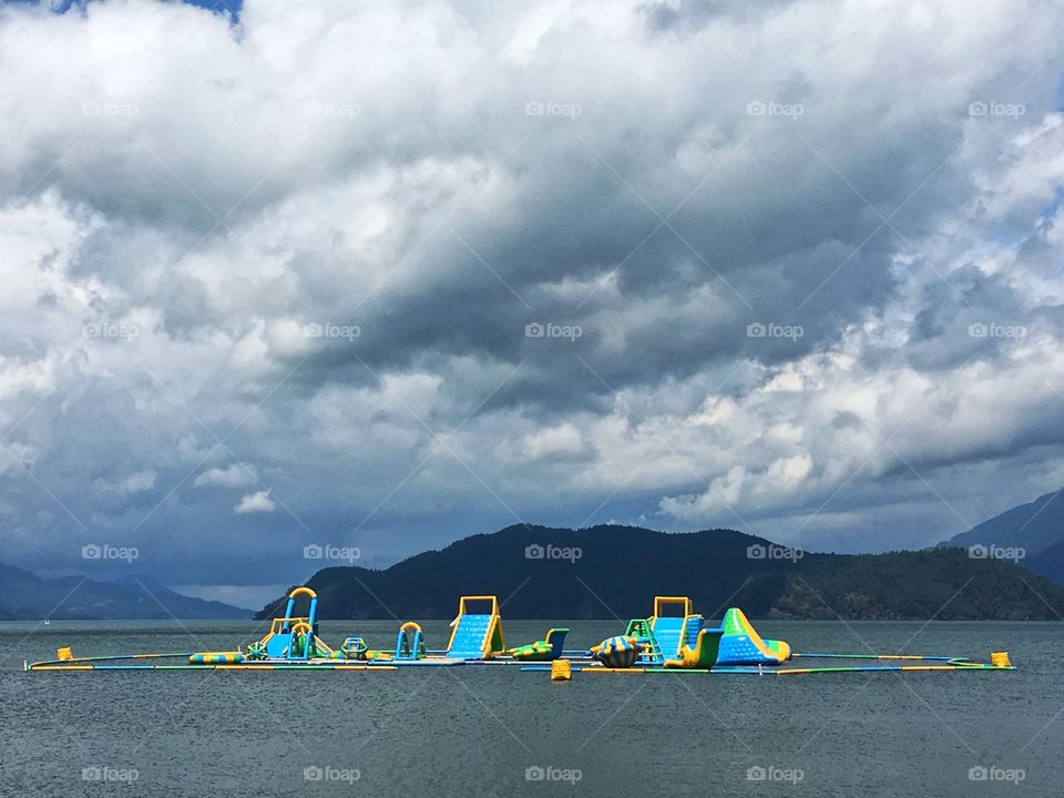 Floating water park, Harrison lake