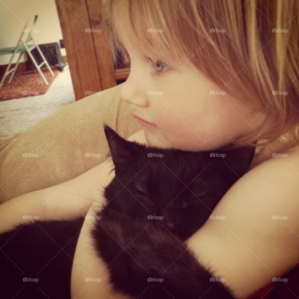 Toddler and Kitty