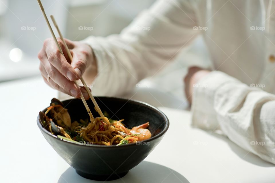 close-up of a plate with Asian cuisine