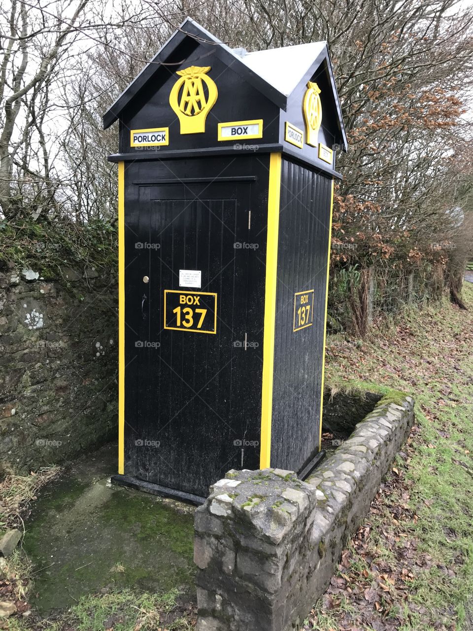 The iconic AA breakdown station, long since disabled, but preserved on Exmoor.