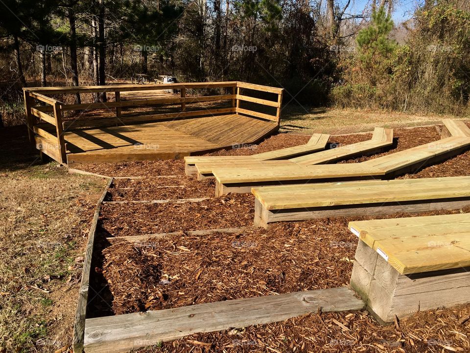 Outdoors stage at Yates Mill Park 