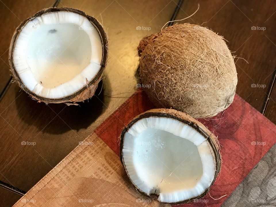 Coconuts Whole and Halved