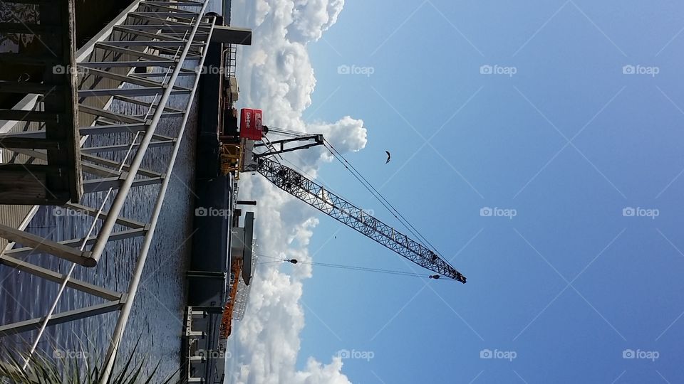 water crane. building on docks