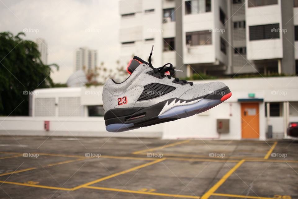 Sneaker in air