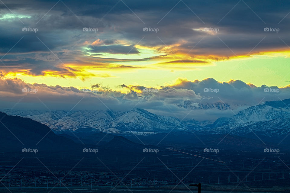 View of mountain during sunset