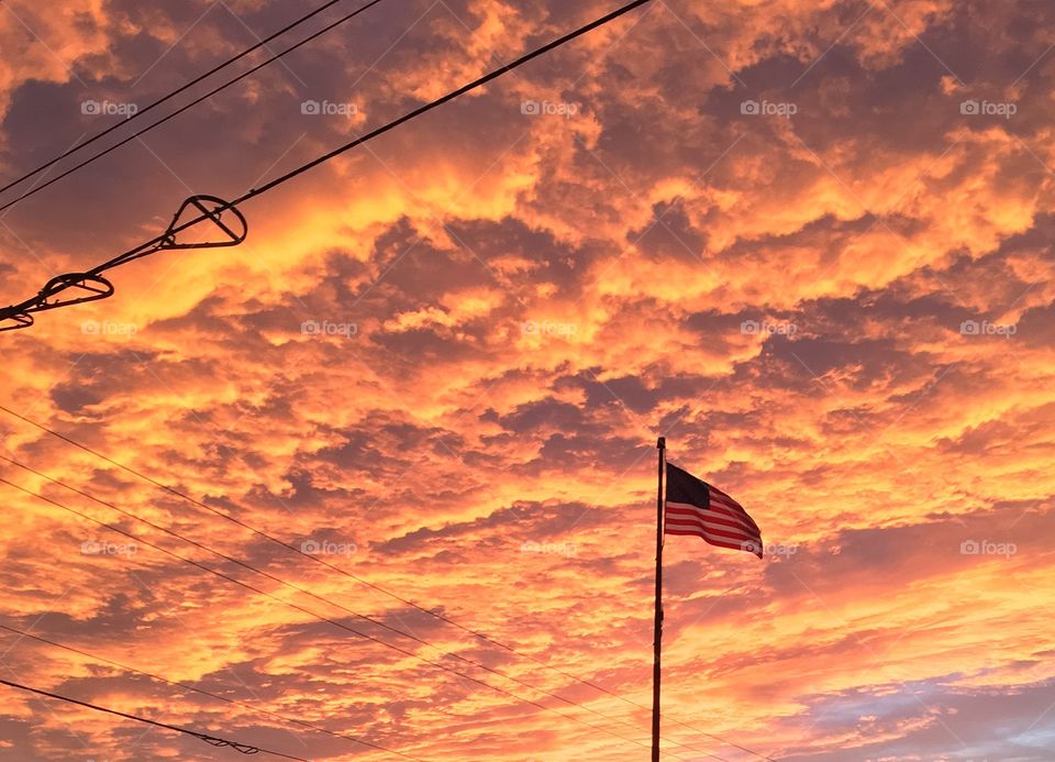 Flag at sunset