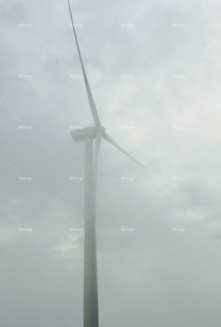 wind turbine in the fog