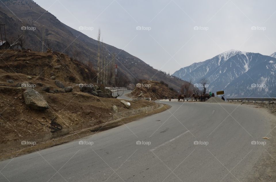 Mountain, Landscape, No Person, Snow, Road