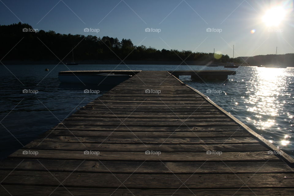 Water, Lake, Pier, Sunset, Dawn