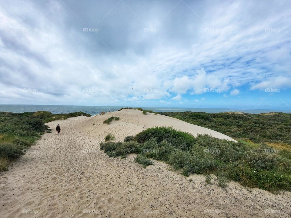 The dunes walk to the beach in Burgh Haamstede in the Netherlands is very beautiful to walk