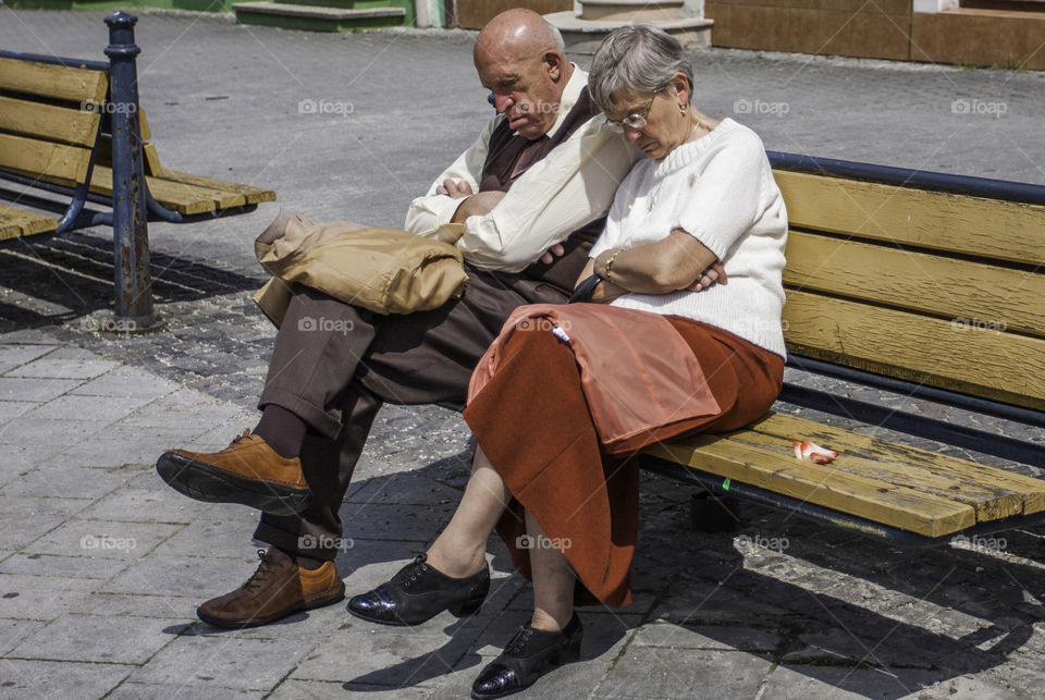 grandma and grandpa on the bench