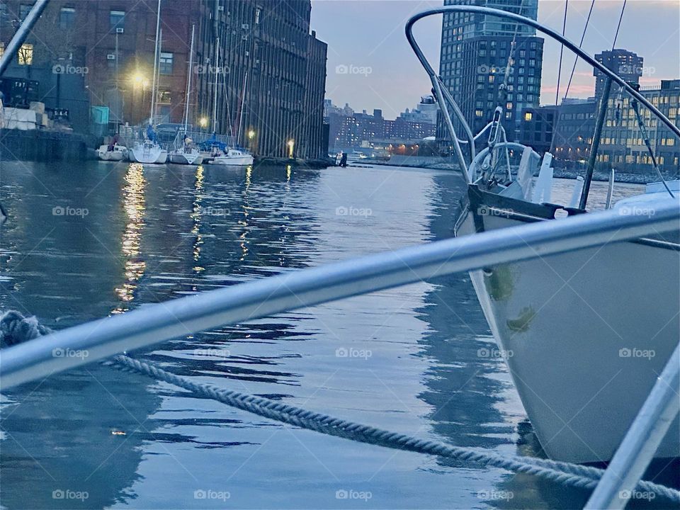 Living on the water has its perks such as the lovely views we get here at “Newtown Creek” by the “Pulaski Bridge” in LIC, Queens especially just before nightfall when the “East River” shimmers in silvery tones. 2024. Hypnotic Productions