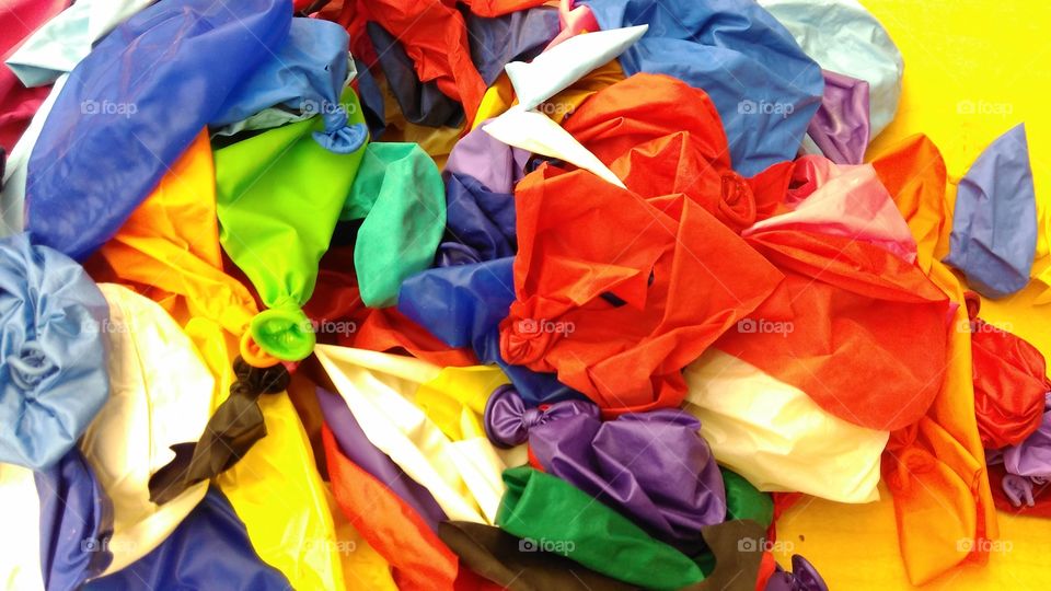 Smashed balloons, balloons, trashed balloons, rubber, color, trash