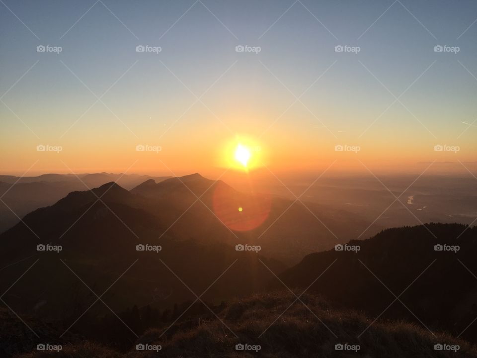 Sunset, Dawn, Landscape, Mountain, Sun