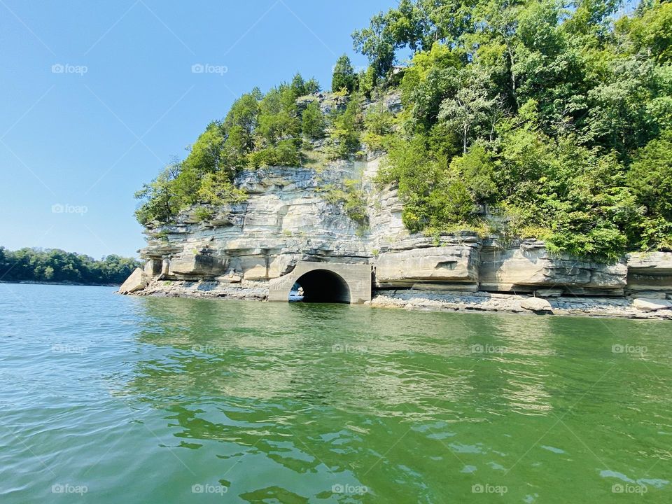 A reminder of the town under the water that this tunnel road use to go to.