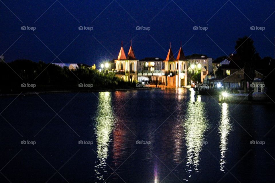 This beautiful scene was captured in Jeffreys Bay with the lights reflecting in the water