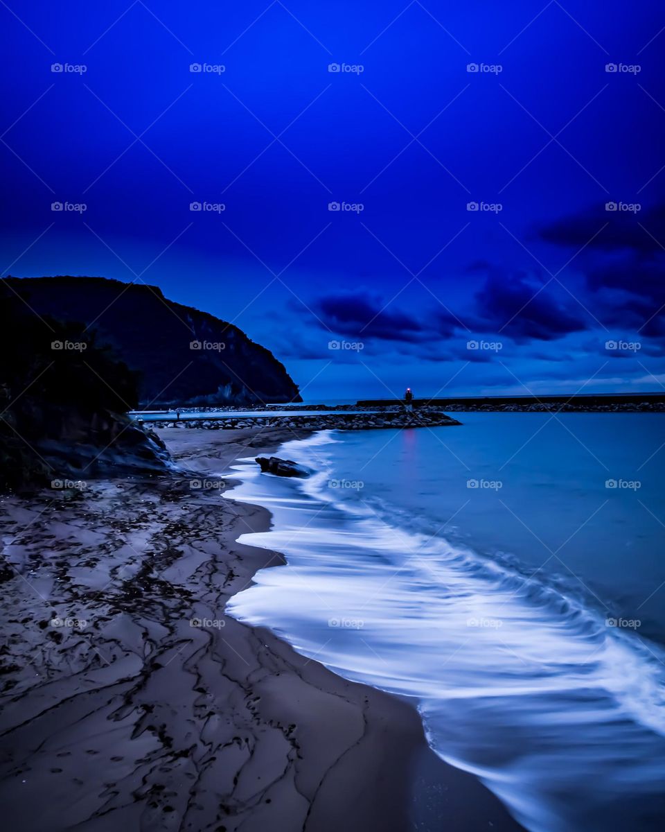 blue hour at the beach