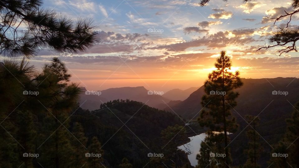 subset in the mountains of gran canaria Canary Island in Spain