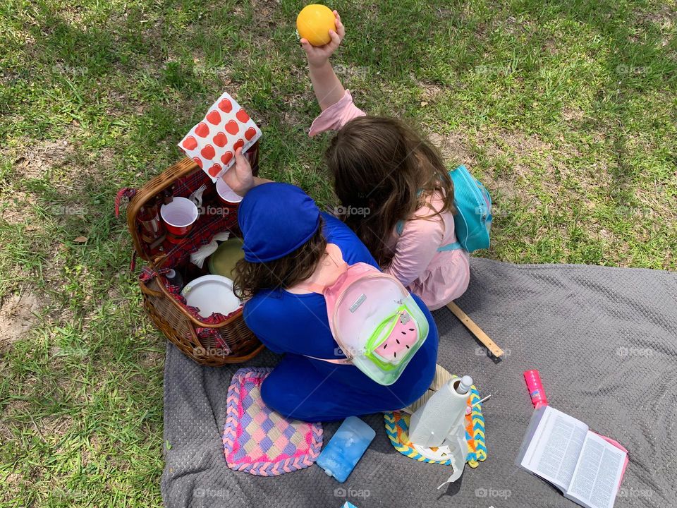 Picnic Basket Opened Up With Food And Items Needed For The Picnic Meal As A Family With Our Girls Excited To Grab What They Want To Eat First.