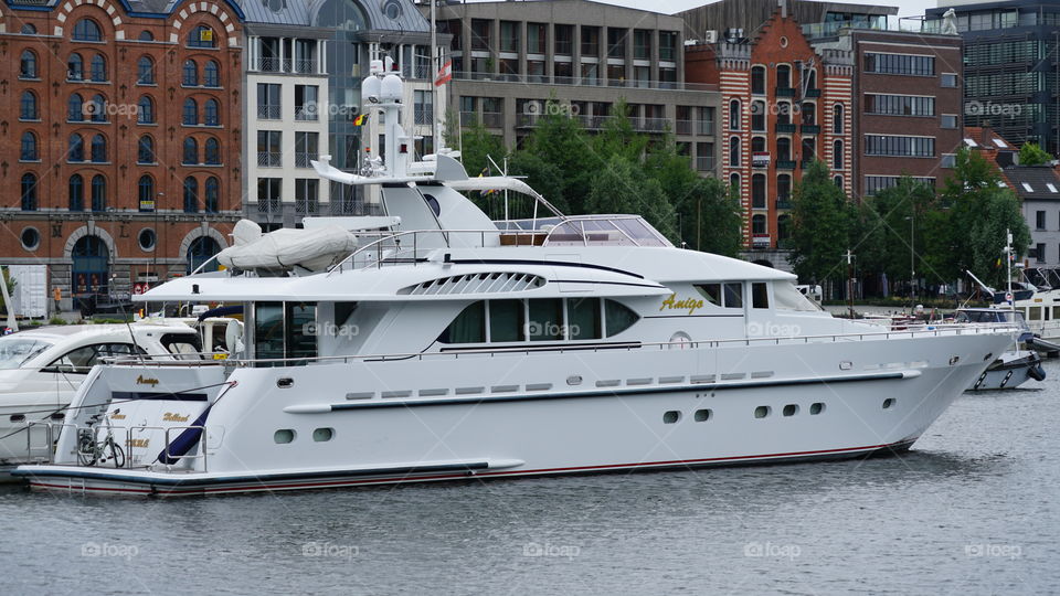 Yacht at the harbor of Antwerp.